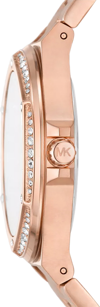 Michael Kors Lennox Three-Hand Black Dial Rose Gold Steel Strap Watch For Women - MK7233
