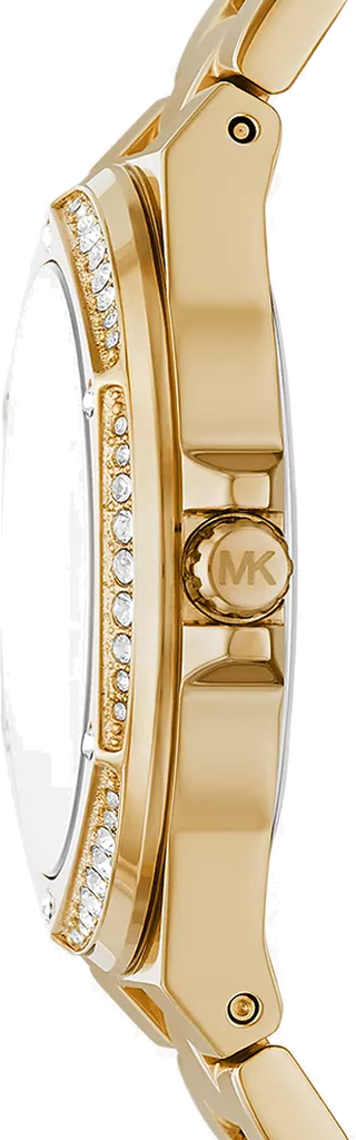 Michael Kors Lennox Quartz Black Dial Gold Steel Strap Watch For Women - MK7404