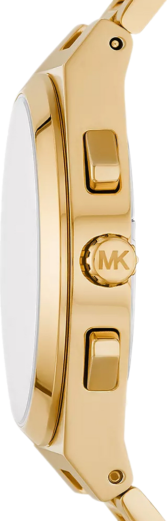 Michael Kors Lennox Chronograph White Dial Gold Steel Strap Watch For Men - MK9120