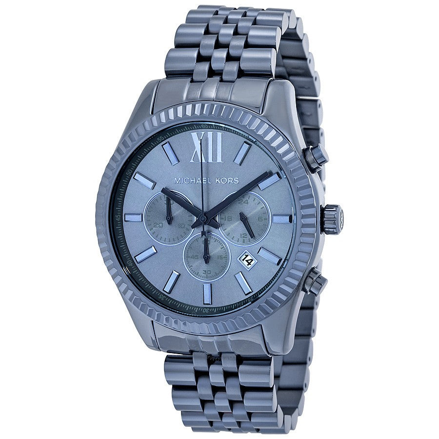 Michael Kors Lexington Chronograph Blue Dial Blue Steel Strap Watch for Men - MK8480