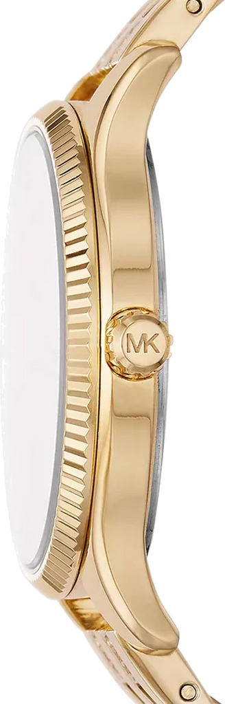 Michael Kors Lexington Three Hand White Dial Gold Steel Strap Watch For Women - MK4492