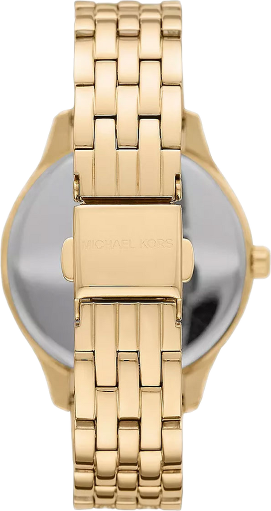 Michael Kors Lexington Three Hand White Dial Gold Steel Strap Watch For Women - MK4492