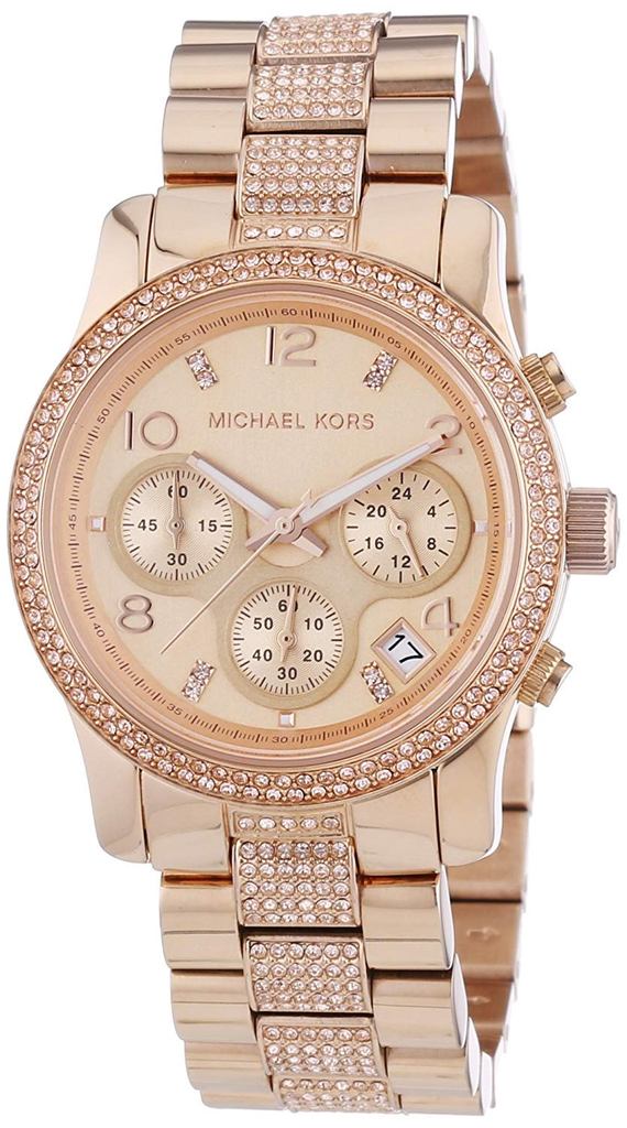 Michael Kors Runway Gold Dial Gold Steel Strap Watch for Women - MK5827