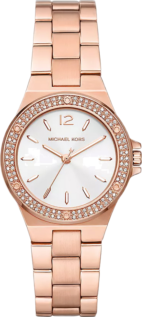 Michael Kors Lennox Three Hand Silver Dial Rose Gold Steel Strap Watch For Women - MK7279