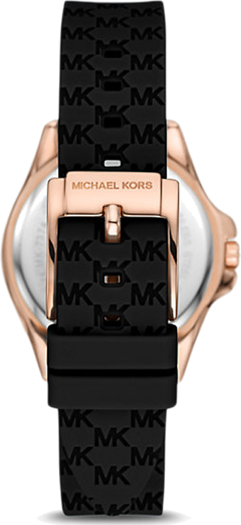 Michael Kors Mini Pilot Black Dial Black Silicone Strap Watch For Women - MK7373