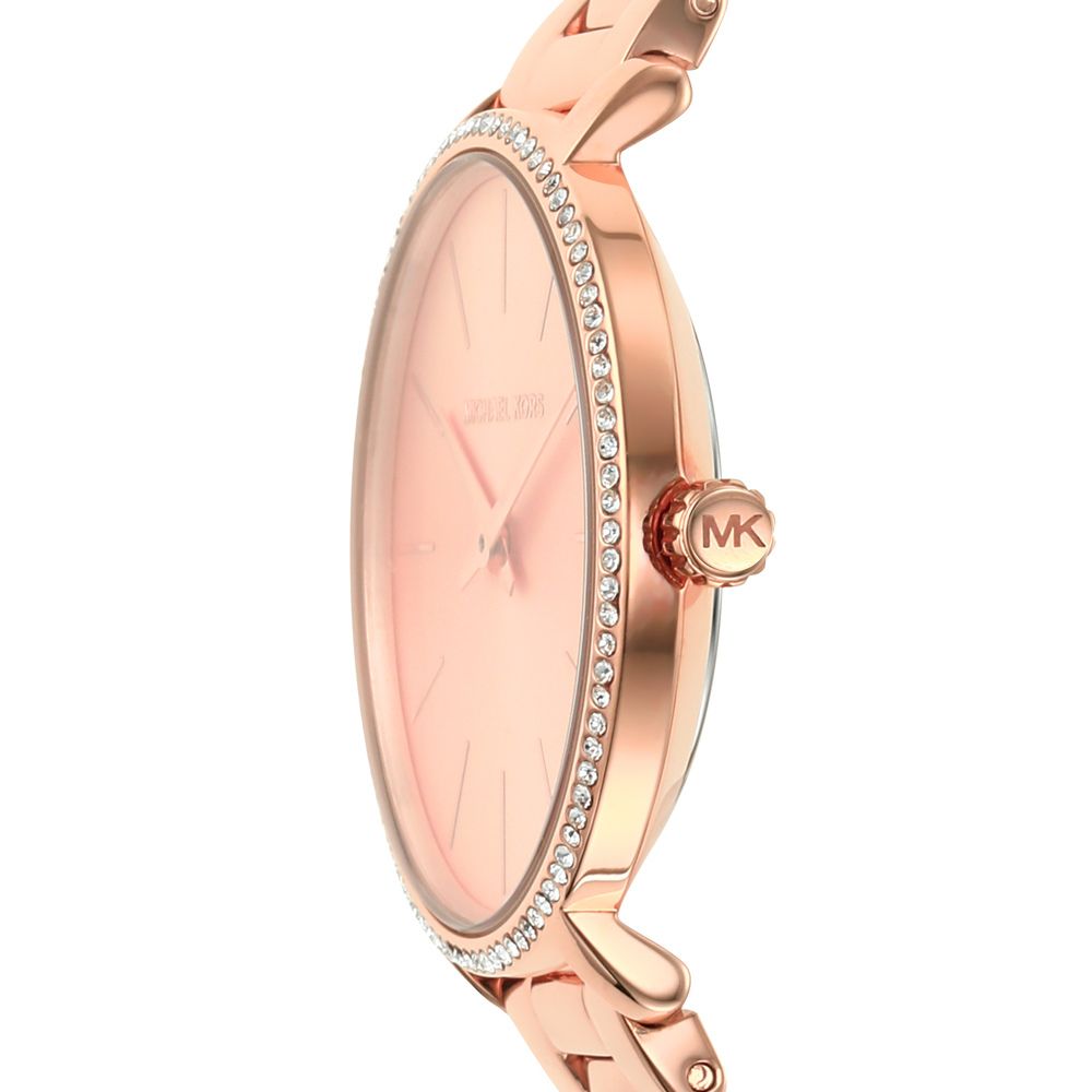 Michael Kors Charley Three-Hand Analog Rose Gold Dial Rose Gold Steel Strap Watch for Women - MK4400
