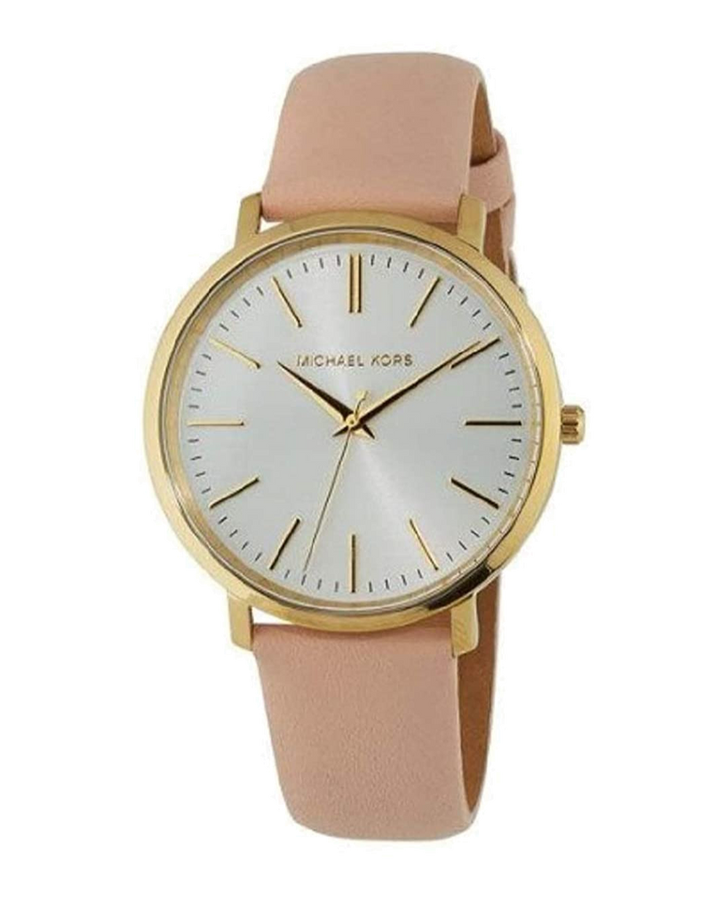 Michael Kors Jaryn Quartz Gold Dial Pink Leather Strap Watch For Women - MK2471
