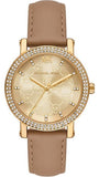 Michael Kors Corey Analog Gold Dial Brown Leather Strap Watch for Women - MK2986