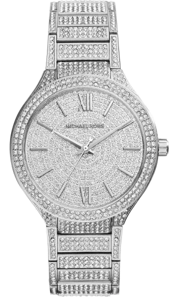 Michael Kors Kerry Crystal Pave Silver Dial Silver Steel Strap Watch For Women - MK3359