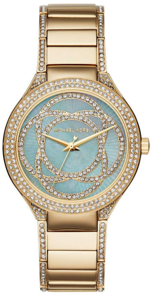 Michael Kors Kerry Mother of Pearl Dial Gold Steel Strap Watch for Women - MK3481