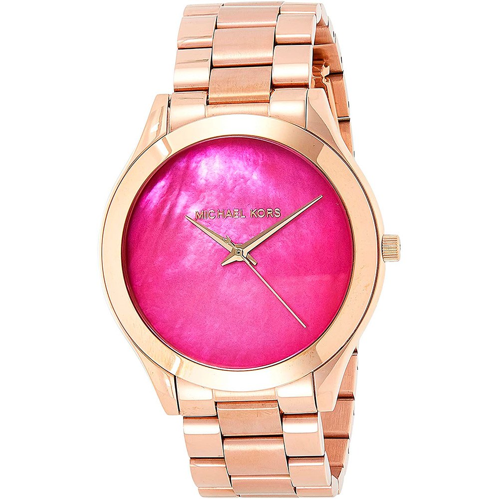 Michael Kors Runway Pink Dial Rose Gold Steel Strap Watch for Women - MK3550