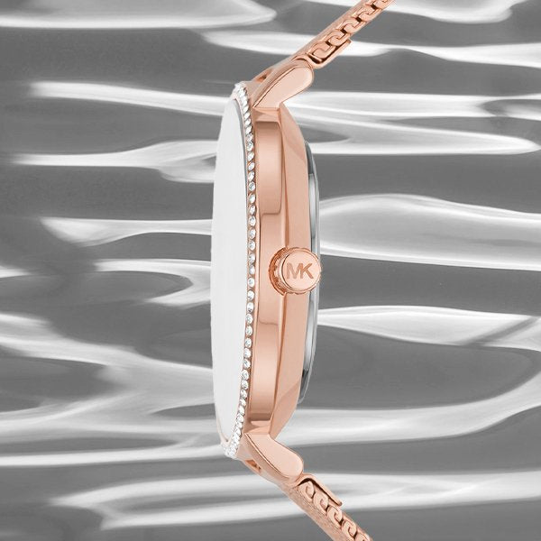 Michael Kors Pyper Quartz Mother of Pearl White Dial Rose Gold Mesh Strap Watch For Women - MK4588