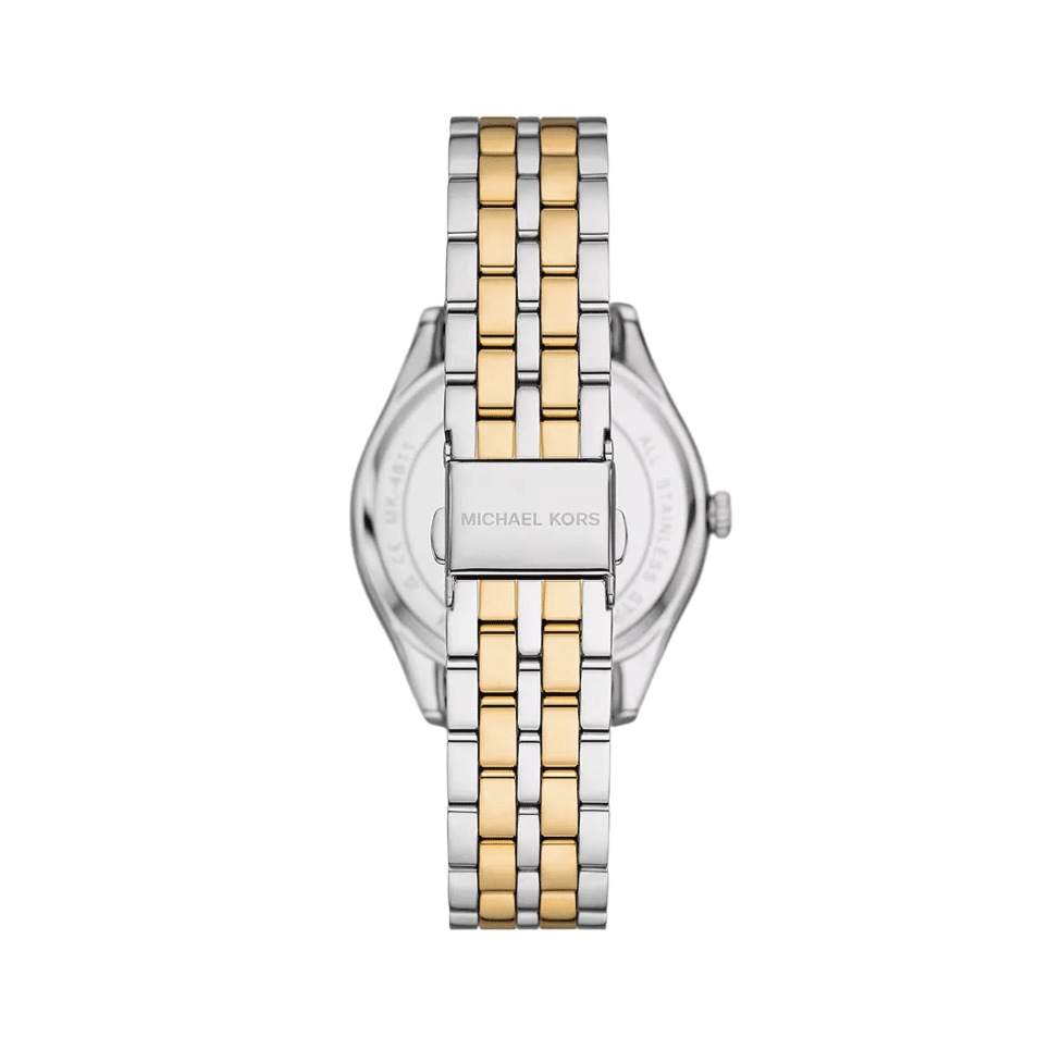 Michael Kors Harlowe Three-Hand Crystals White Dial Two Tone Steel Strap Watch for Women - MK4811