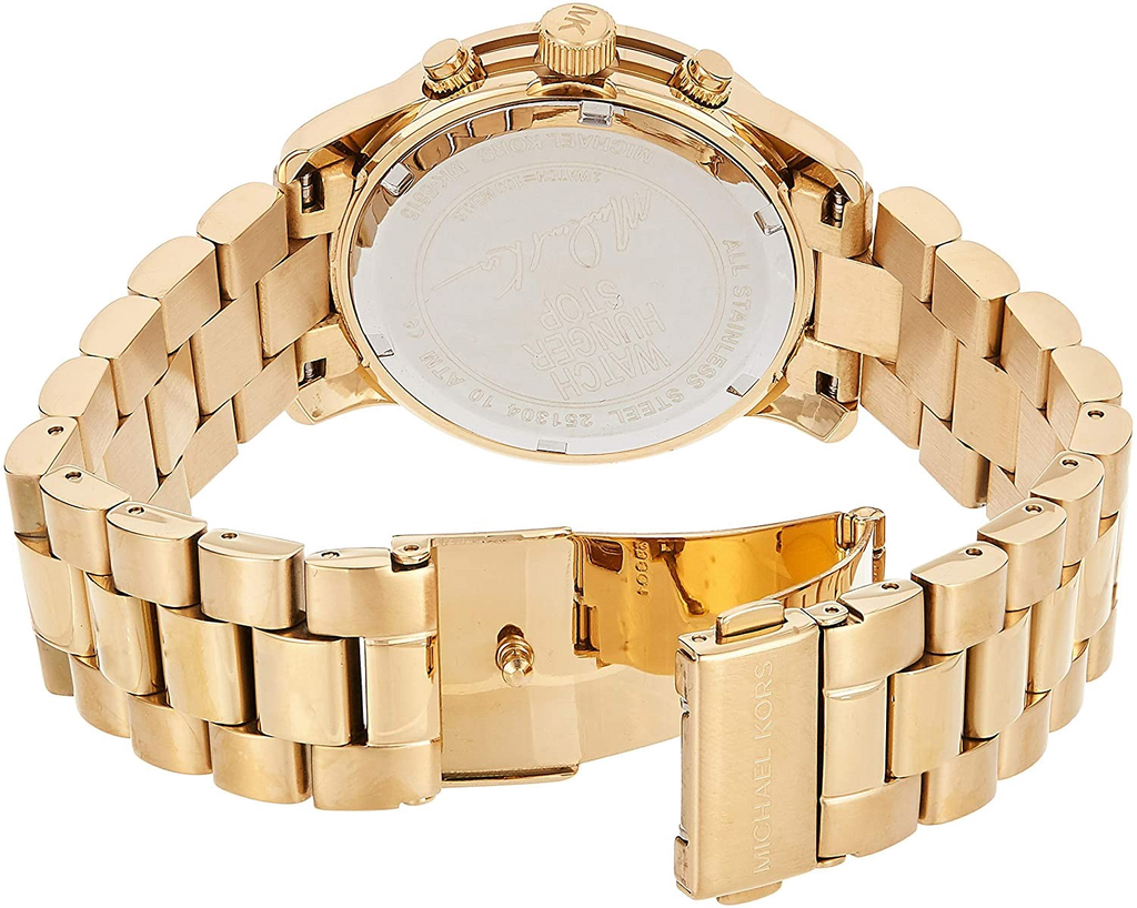Michael Kors Runway Hunger Stop100 Series Blue Dial Gold Steel Strap Watch for Women - MK5815