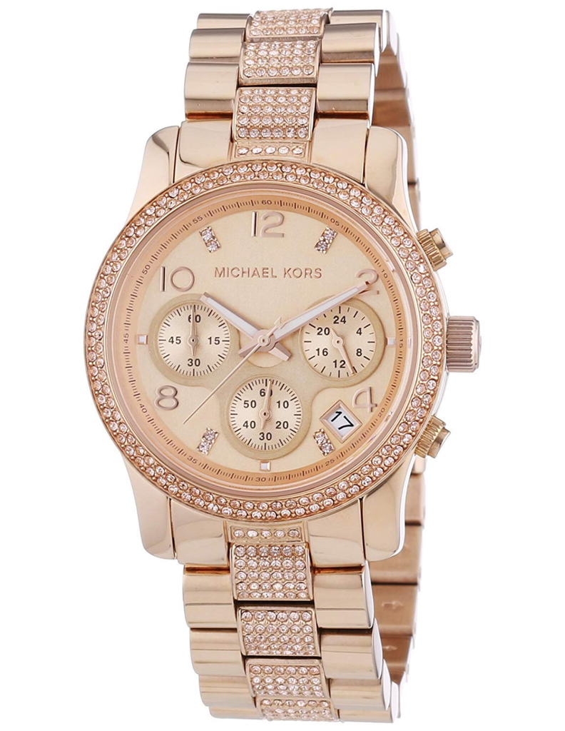Michael Kors Runway Gold Dial Gold Steel Strap Watch for Women - MK5827