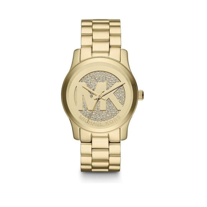 Michael Kors Runway Quartz Gold Dial Gold Steel Strap Watch For Women - MK5852