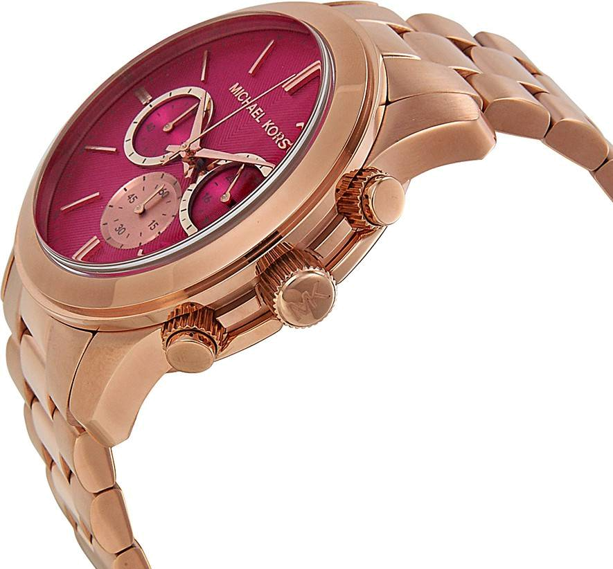 Michael Kors Runway Pink Dial Rose Gold Steel Strap Watch for Women - MK5931