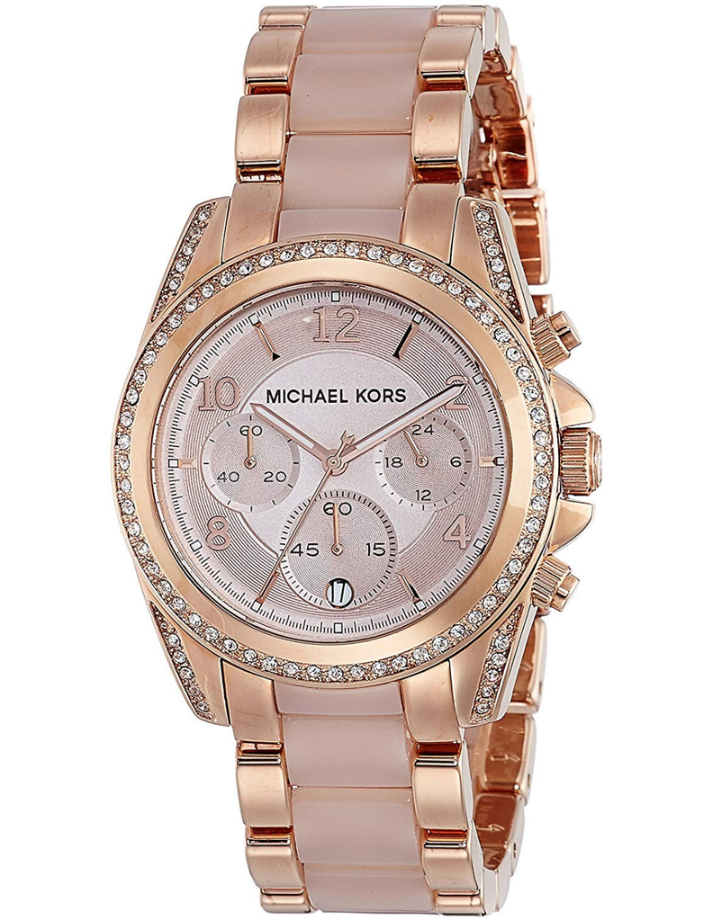 Michael Kors Blair Chronograph Rose Gold Dial Two Tone Steel Strap Watch for Women - MK5943