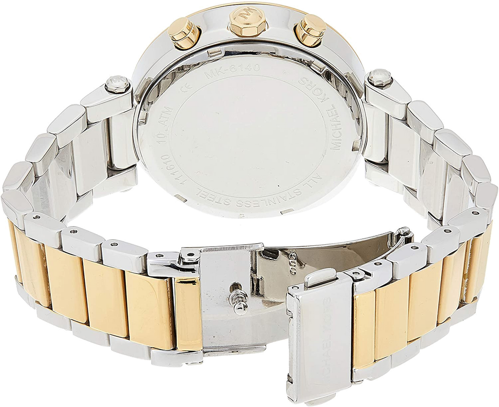 Michael Kors Parker Pink Dial Two Tone Steel Strap Watch for Women - MK6140