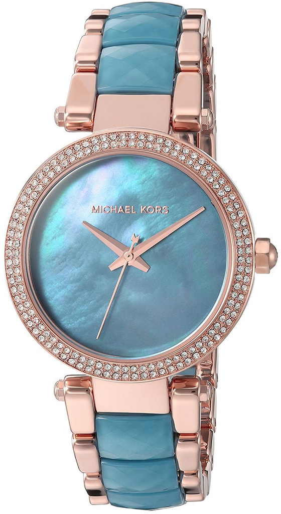Michael Kors Parker Blue Mother of Pearl Dial Two Tone Steel Strap  Watch for Women - MK6491