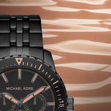 Michael Kors Cunningham Chronograph Black Dial Black Steel Strap Watch For Men - MK7157