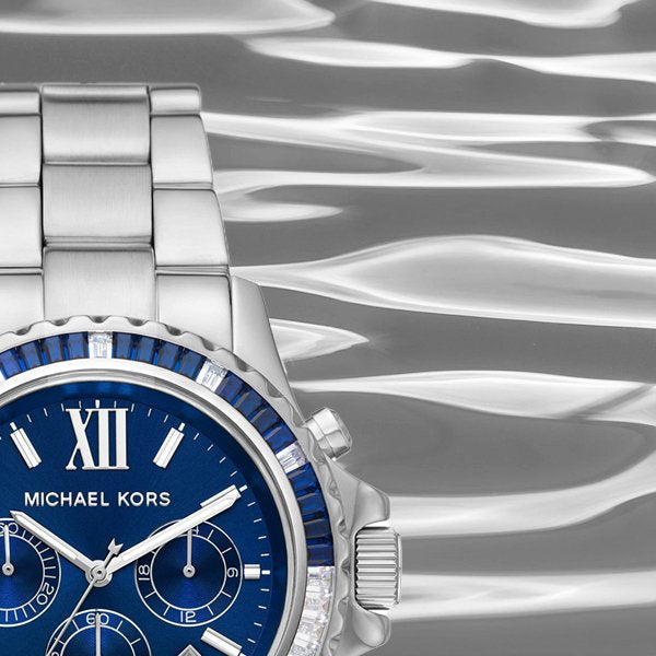 Michael Kors Everest Chronograph Blue Dial Silver Steel Strap Watch For Women - MK7237