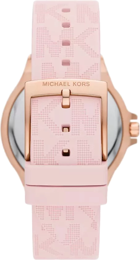 Michael Kors Mini Lennox Three-Hand Rose Gold Dial Pink Silicone Strap Watch For Women - MK7282