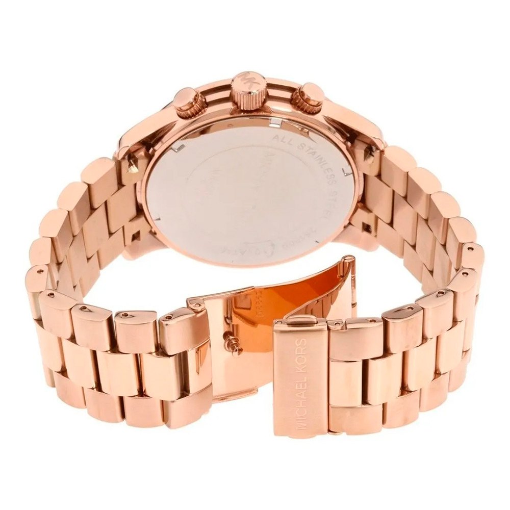 Michael Kors Runway Chronograph Rose Gold Dial Rose Gold Steel Strap Watch for Men - MK8096