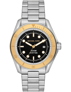 Michael Kors Maritime Analog Black Dial Silver Steel Strap Watch for Men - MK9161