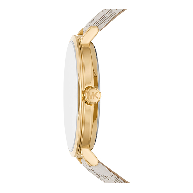 Michael Kors Pyper Analog Silver Dial White Leather Strap Watch for Women - MK2946