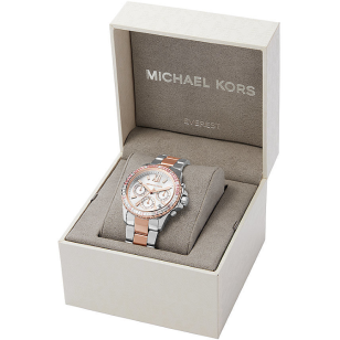 Michael Kors Everest Chronograph White Dial Two Tone Steel Strap Watch For Women - MK7214