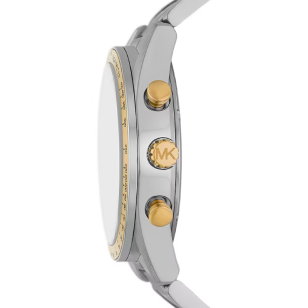 Michael Kors Accelerator Chronograph White Dial Silver Steel Strap Watch For Men - MK9112