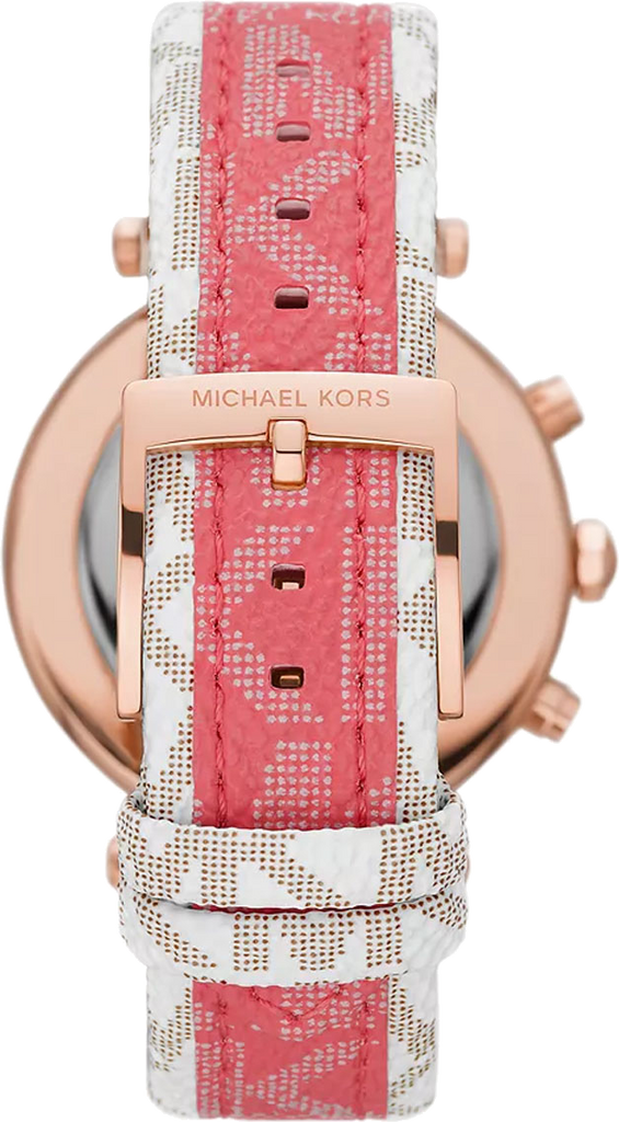 Michael Kors Parker Chronograph White Dial Two Tone Leather Strap Watch For Women - MK6951