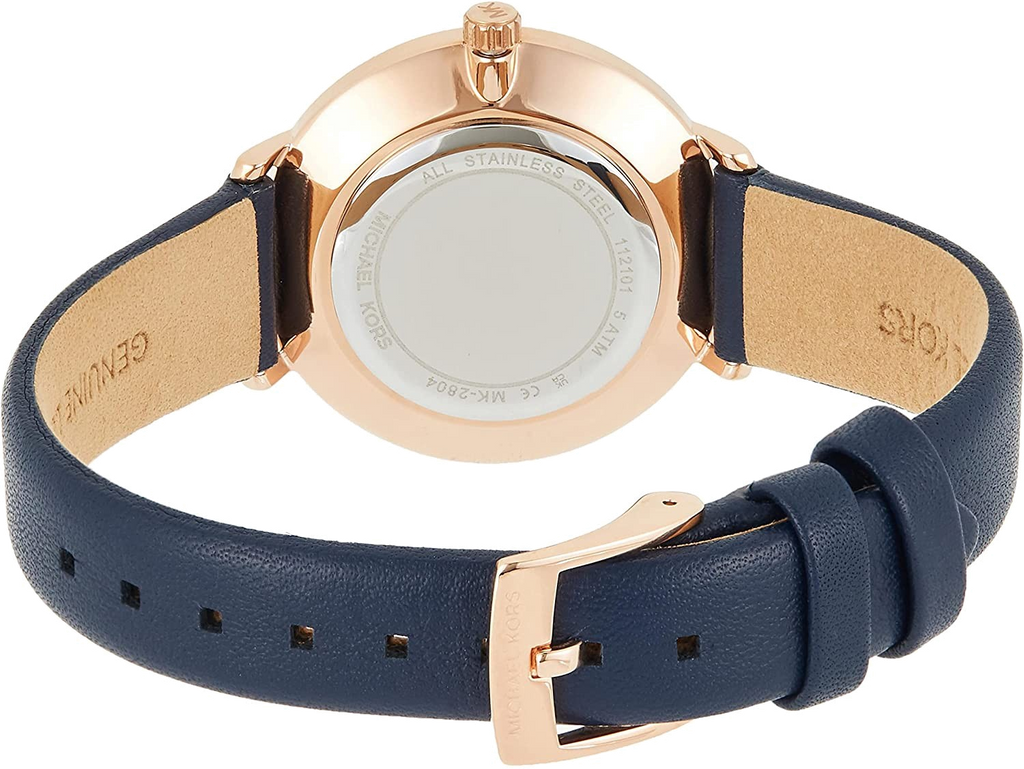 Michael Kors Pyper Analog White Dial Black Leather Strap Watch For Women - MK2804