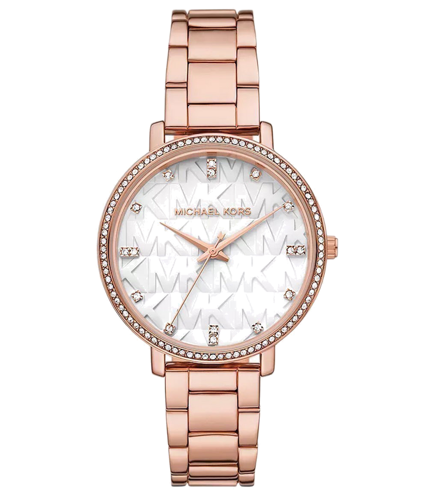 Michael Kors Pyper Three-Hand White Dial Rose Gold Steel Strap Watch For Women - MK4594