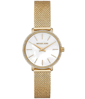 Michael Kors Pyper Quartz Mother of Pearl White Dial Gold Mesh Bracelet Watch For Women - MK4619