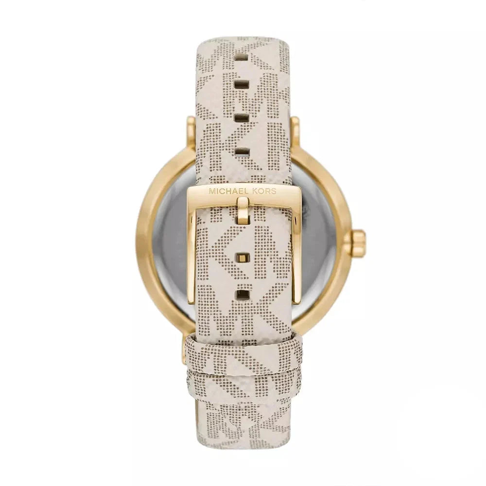 Michael Kors Pyper Analog Silver Dial White Leather Strap Watch for Women - MK2946