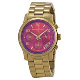 Michael Kors Runway Iridescent Pink Dial Gold Steel Strap Watch for Women - MK5939