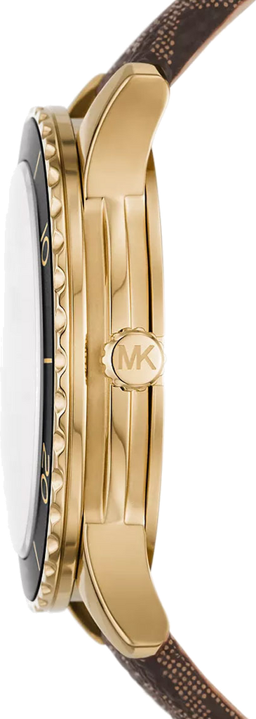 Michael Kors Runway Quartz Black Dial Brown Leather Strap Watch For Women - MK6979