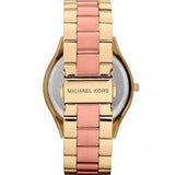 Michael Kors Slim Runway Pink Dial Two Tone Steel Strap Watch for Women - MK3493