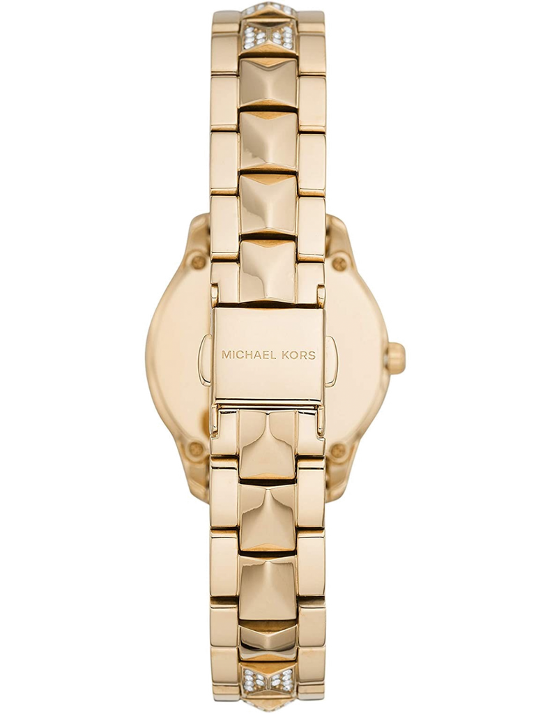 Michael Kors Runway Mercer Analog Brown Dial Gold Steel Strap Watch For Women - MK6855