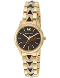 Michael Kors Runway Mercer Analog Brown Dial Gold Steel Strap Watch For Women - MK6855
