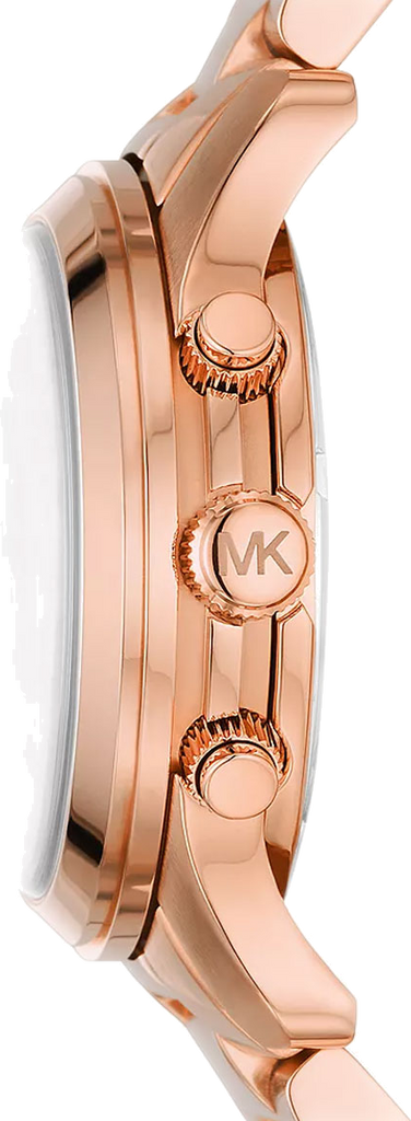 Michael Kors Runway Chronograph Pink Dial Rose Gold Steel Strap Watch For Women - MK7352