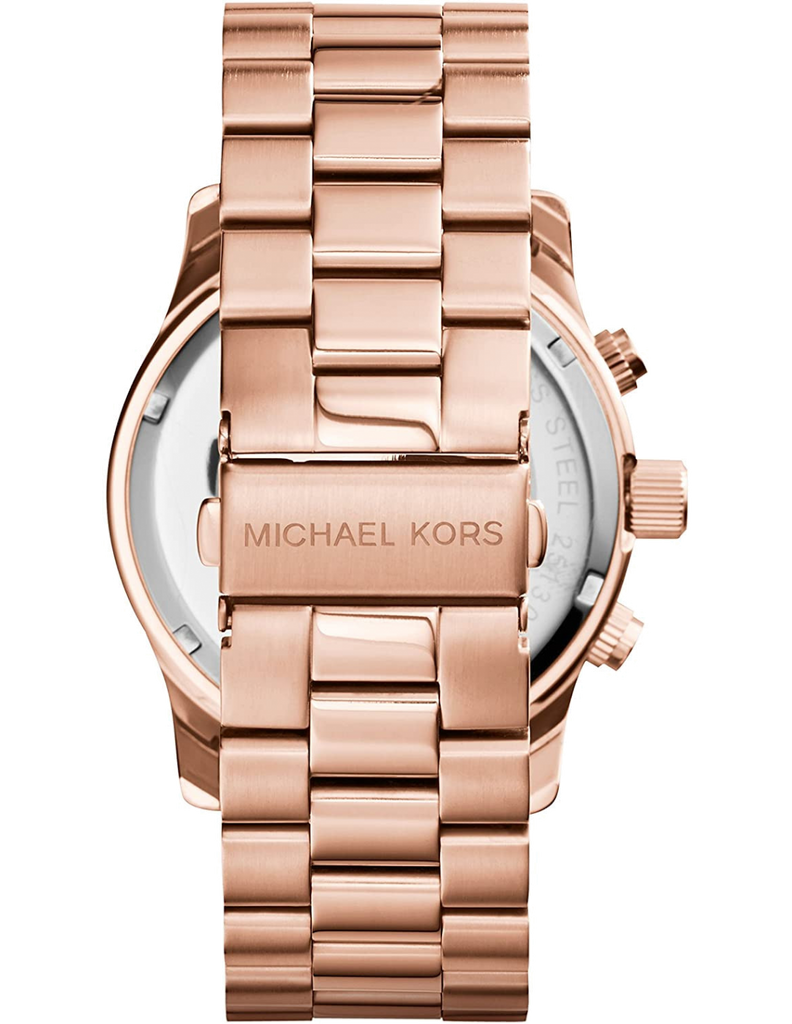 Michael Kors Runway Chronograph Rose Gold Dial Rose Gold Steel Strap Watch for Men - MK8096