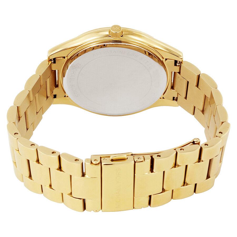 Michael Kors Slim Runway Gold Dial Gold Steel Strap Watch for Women - MK3590