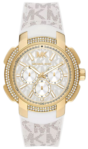 Michael Kors Sydney Quartz White Dial White Leather Strap Watch For Women - MK7221