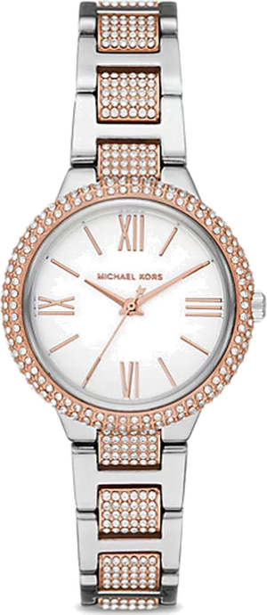 Michael Kors Taryn Quartz White Dial Two Tone Steel Strap Watch For Women - MK4461