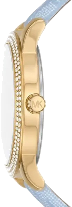 Michael Kors Tibby Multifunction White Dial Blue Leather Strap Watch For Women - MK2965