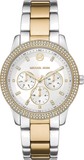 Michael Kors Tibby Multifunction White Dial Two Tone Steel Strap Watch For Women - MK6825