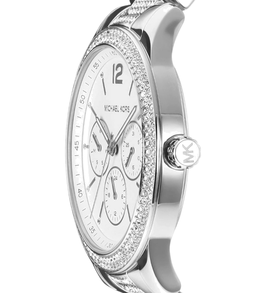 Michael Kors Tibby Chronograph Silver Dial Silver Steel Strap Watch For Women - MK7294